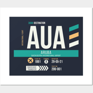 Aruba (AUA) Airport Code Baggage Tag Posters and Art